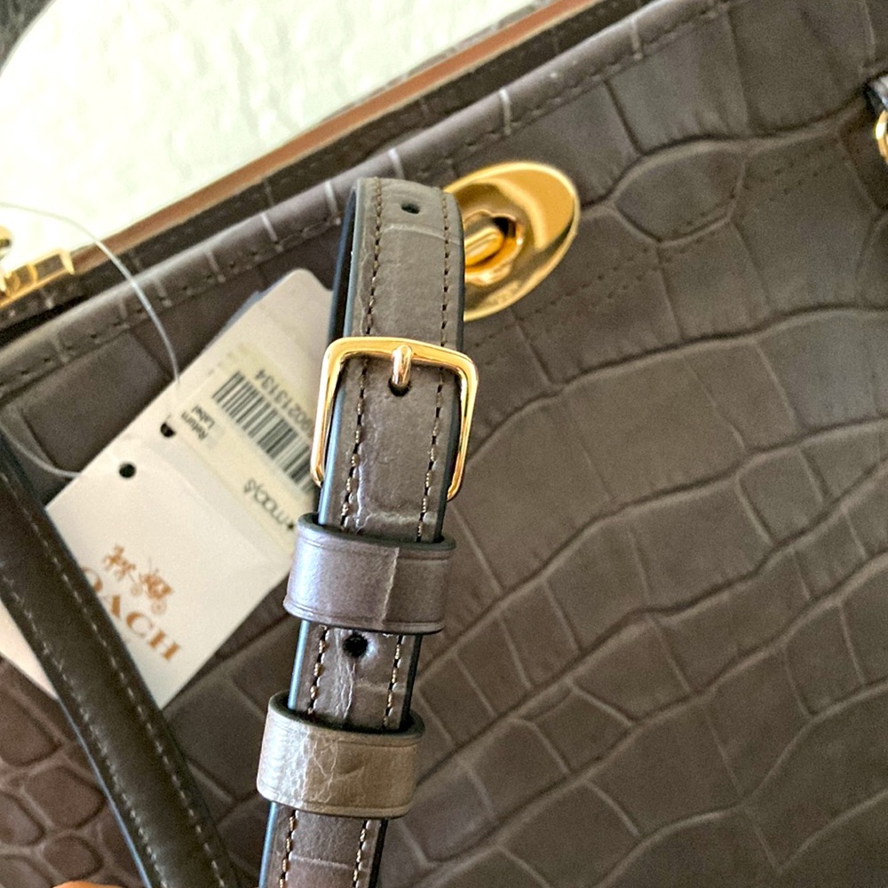Coach GRAMERCY SATCHEL NWT Gray Croc-Embossed Handbag - Picture 7 of 16